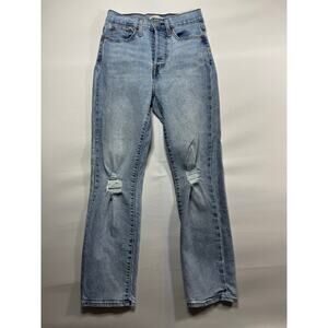 Levi's Women's Distressed Wedgie Straight Leg Blue Denim Jeans - Size 27x27
